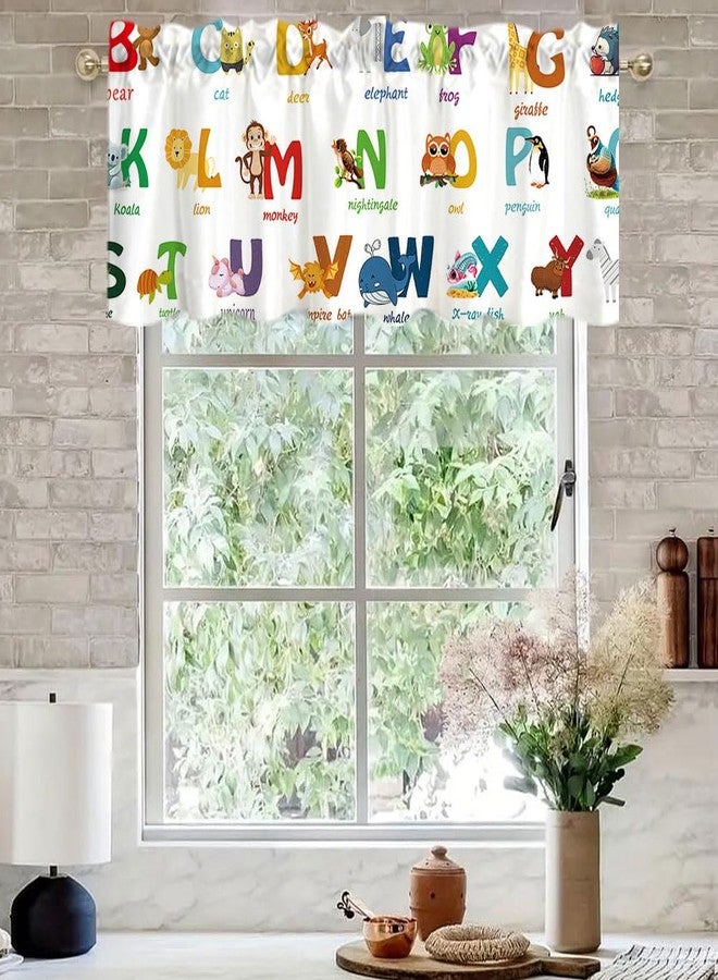 DOTOOMA 54x18 Inches Cartoon Cute Animal Alphabet Window Treatment Valance Colorful Number Theme Kids Decor Kitchen Dining Room Polyester Fabric Decorations Supplies - Image 2